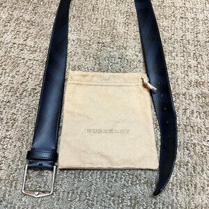 Burberry - Blue/Black Plaid - Leather Belt - Size 95